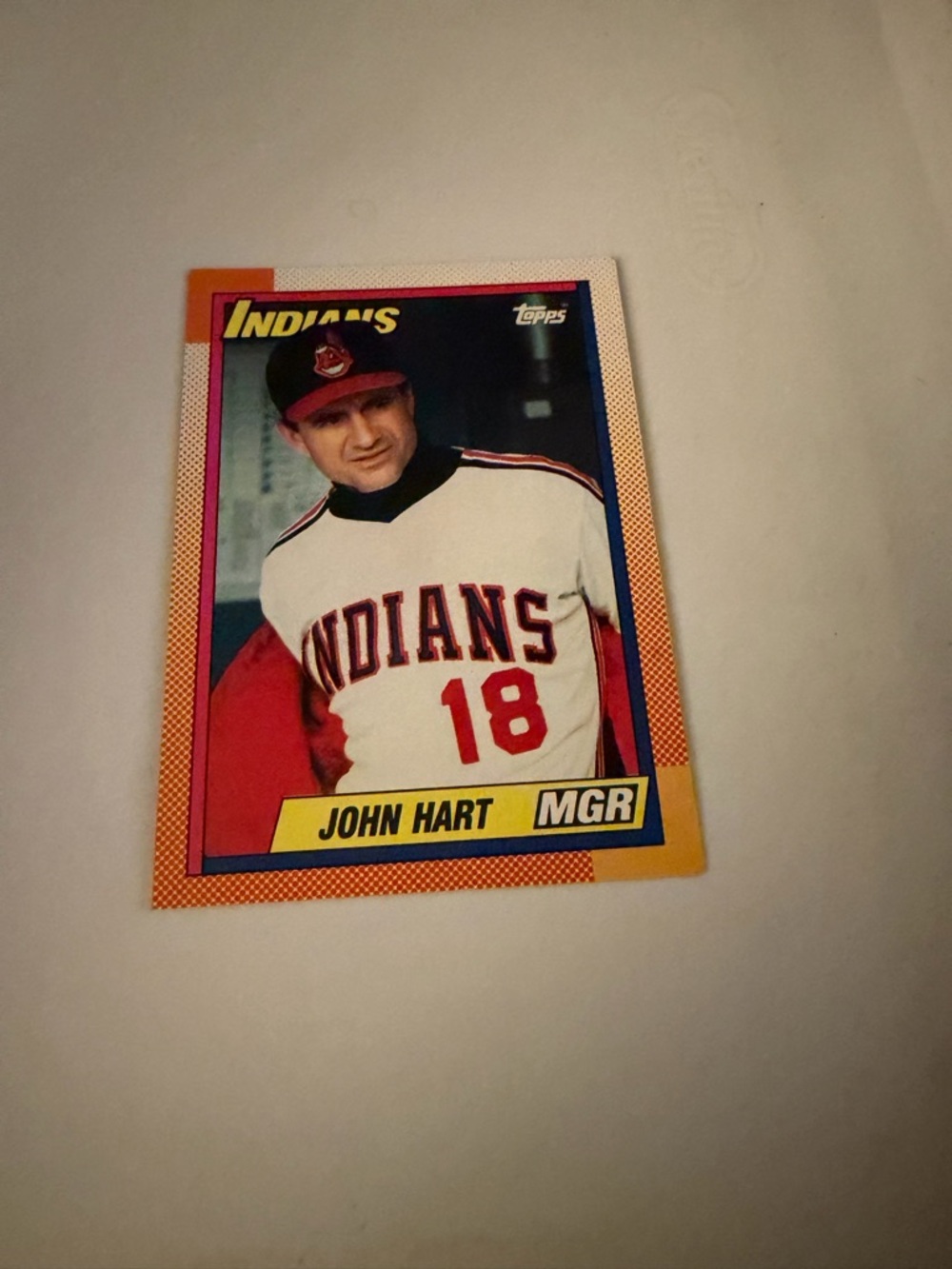1990 topps John hart Indians baseball card